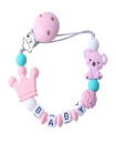 Set of 2 Silicone Baby Pacifier Clips Koala Holder for Baby Teething Soother Chew Toy Pink , Mint Green